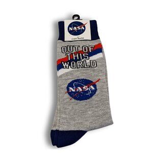 NASA Crew Socks “Out of This World” Gray/Blue Men One Size – 1 Pair